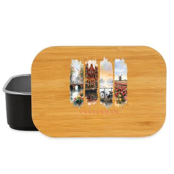 Amsterdam Design – Holland City Trip Motif - Lunch Box - black - Front