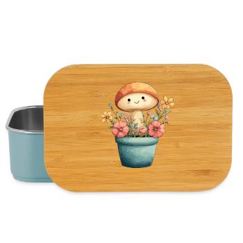 Cheerful mushroom in a flower pot - Lunch Box - light blue - Front