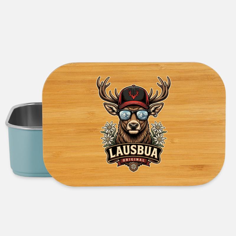 Lausbua Original Bavarian Alpine Hunter Deer - Lunch Box - light blue