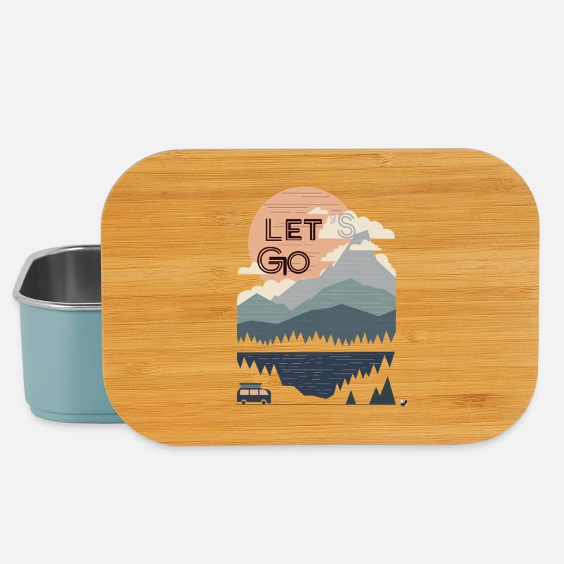 Sonne, Berge, Wald, See und Bus Lets go - Lunch Box - Hellblau