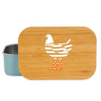 Streifenhuhn in Orange Stiefeln - Lunch Box - Hellblau - Vorne