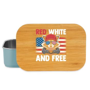 Patriotic Raccoon American Flag Trash Panda - Lunch Box - light blue - Front