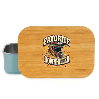 Favorite Downhiller Full Face Mountain Biking Gift - Lunch Box - light blue - Front