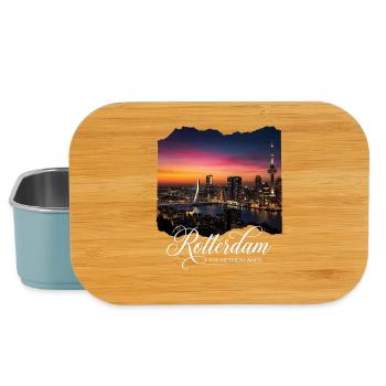 Rotterdam The Netherlands Skyline Abendlicht - Lunch Box - Hellblau - Vorne