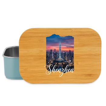 Shenzhen Skyline Evening Light - Lunch Box - light blue - Front