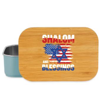 Shalom and Blessing Freedom Israel USA Flag - Lunch Box - light blue - Front