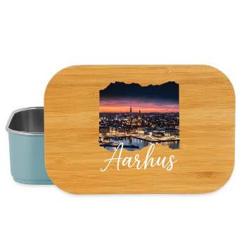 Aarhus Hafenpanorama Dämmerung - Lunch Box - Hellblau - Vorne