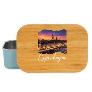 Copenhagen Evening Light Harbour Panorama - Lunch Box - light blue - Front