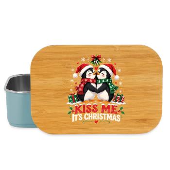 Kiss Me, It’s Christmas – Pinguin Weihnachtsliebe - Lunch Box - Hellblau - Vorne