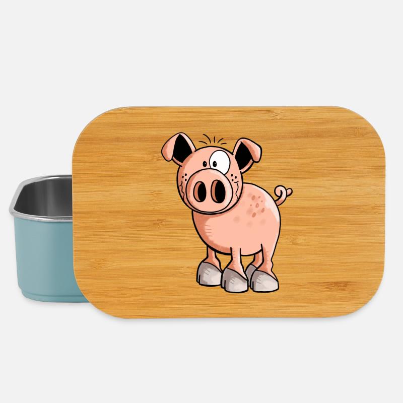 Rosa Ferkel - Schwein - Sau - Schweinchen - Comic - Lunch Box - Hellblau