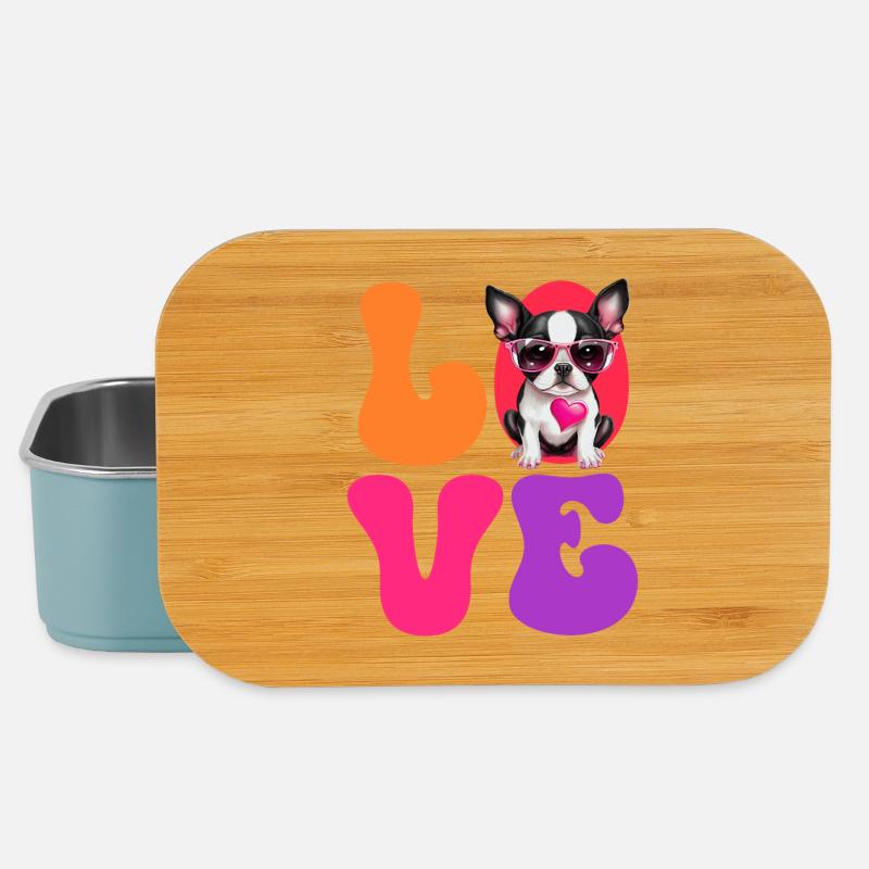 Hund Boston Terrier - Lunch Box - Hellblau