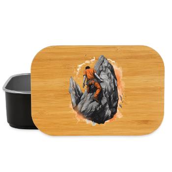 Kletternder Bergsteiger mit orangefarbenem Outfit - Lunch Box - Schwarz - Vorne