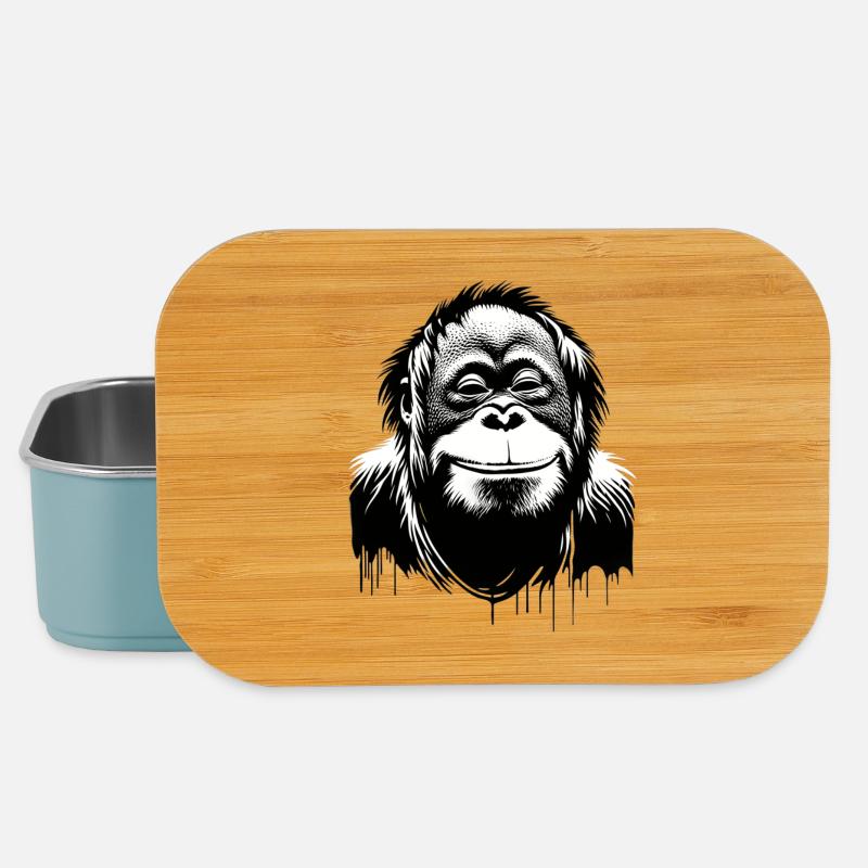 Grinsendes Orang Utan Gesicht | Affe lächelt - Lunch Box - Hellblau