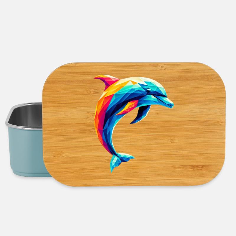 A colorful dolphin in polygon style - Lunch Box - light blue