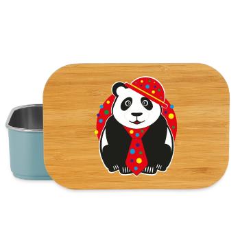 Panda mit lustigen Hut, Krawatte und Konfetti. - Lunch Box - Hellblau - Vorne