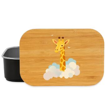 Gentle giraffe above the clouds – Dreamlike motif - Lunch Box - black - Front