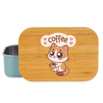 Chat Café Kawaii Doux - Boîte à goûter - bleu pâle - Devant