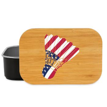 USA Badminton Player Lover American Flag Patriot - Lunch Box - black - Front
