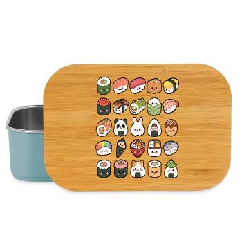 Kawaii Sushi Friends Mignonne Art culinaire japonais - Boîte à goûter - bleu pâle - Devant
