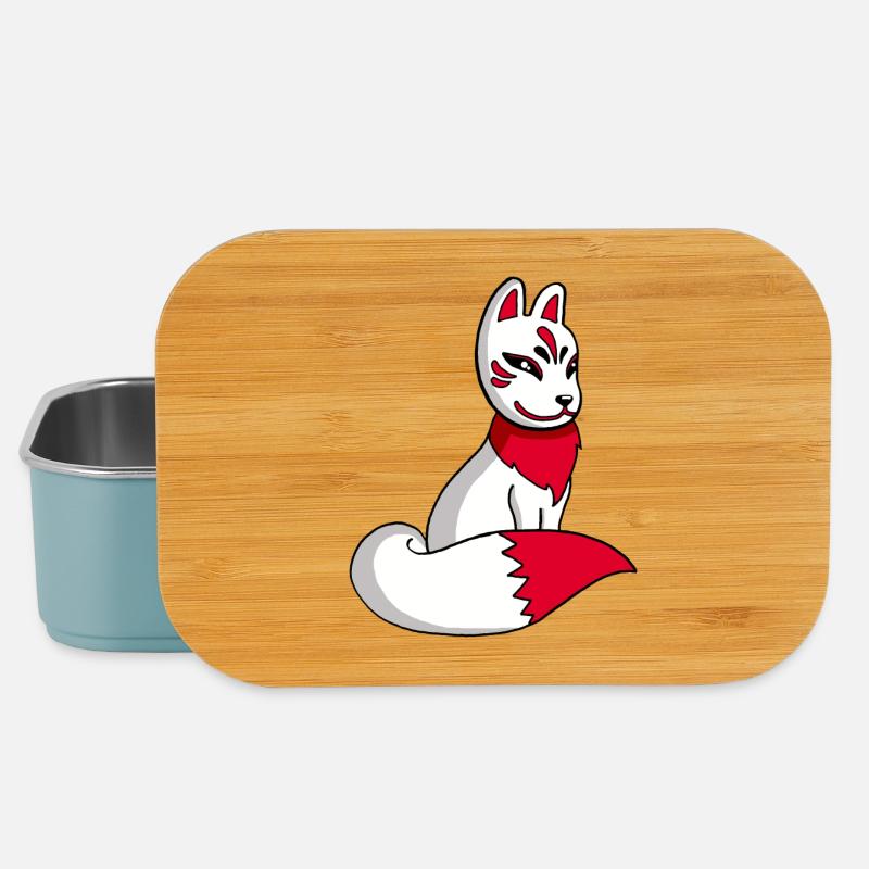Kawaii manga white fox - Lunch Box - light blue