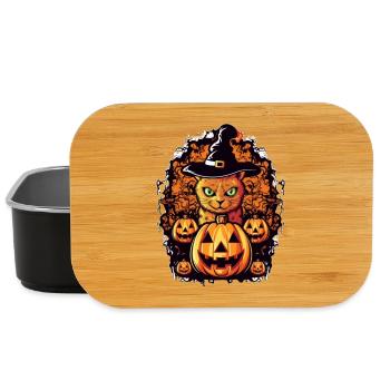 Cat Magic Halloween Design - Lunch Box - black - Front