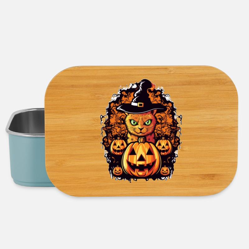 Cat Magic Halloween Design - Lunch Box - light blue
