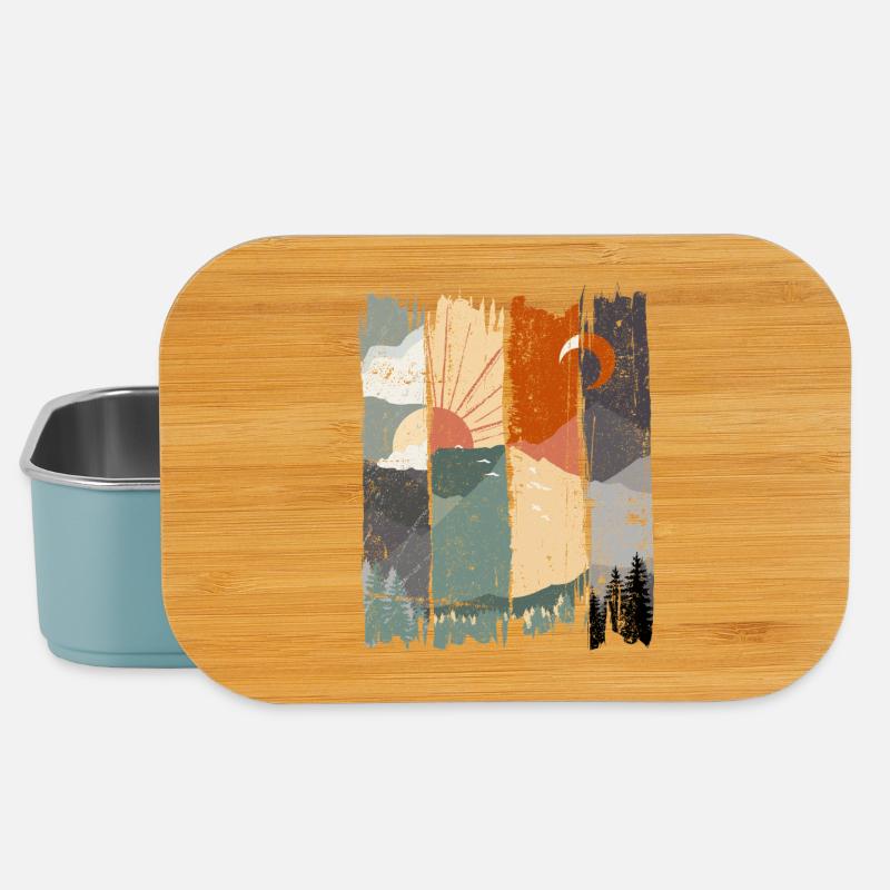 Illustration abstraite de paysage de coucher de soleil - Boîte à goûter - bleu pâle