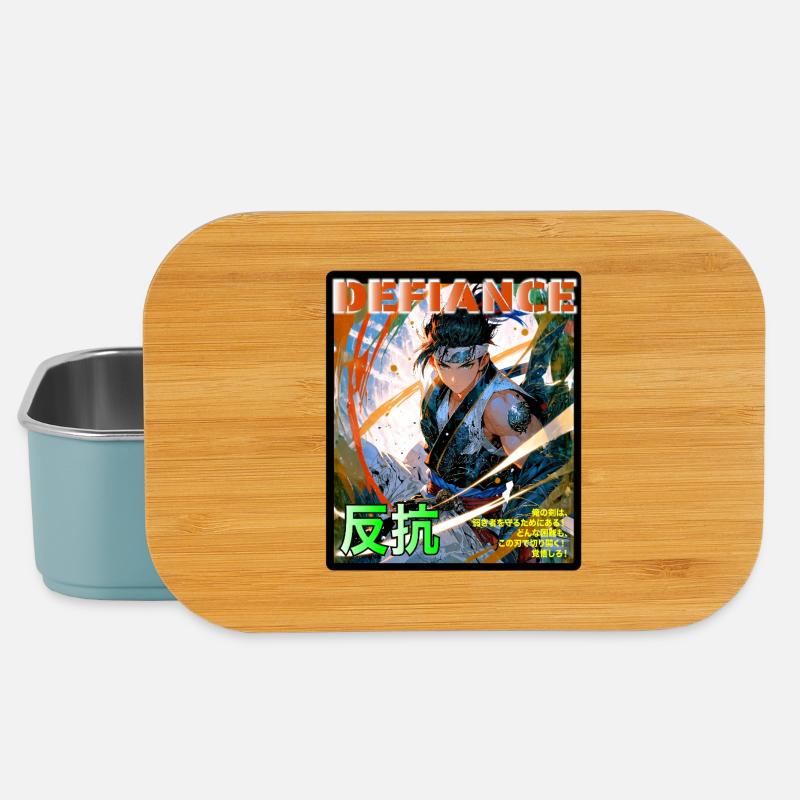 Fighting Spirit Samurai Illustration - Lunch Box - light blue