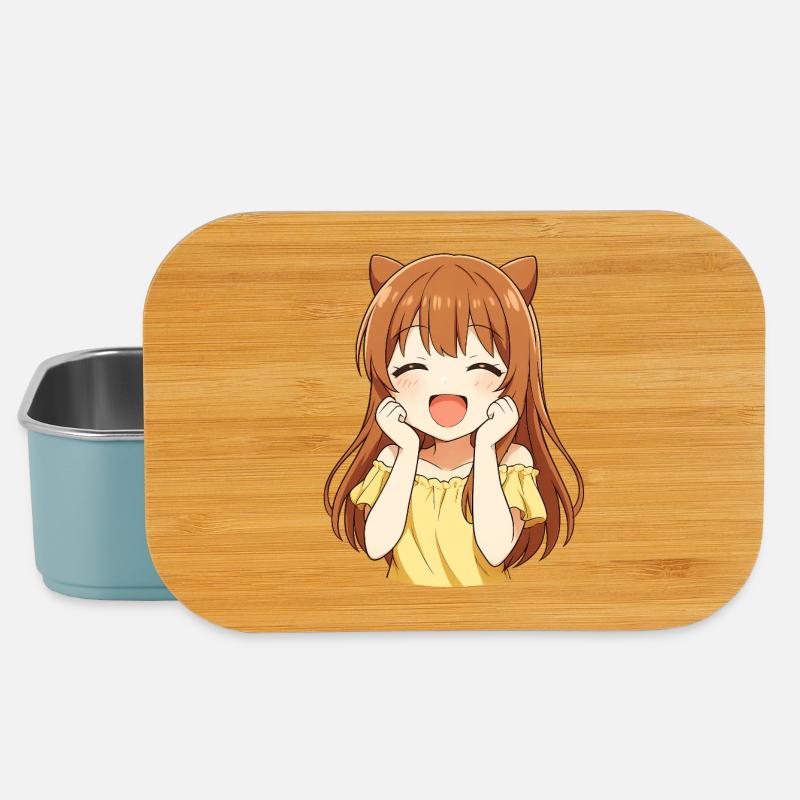 Kawaii Kätzchen sonnengelb - Lunch Box - Hellblau