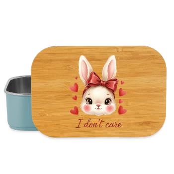 Lapin Kawaii avec cœurs à arc rouge - Boîte à goûter - bleu pâle - Devant