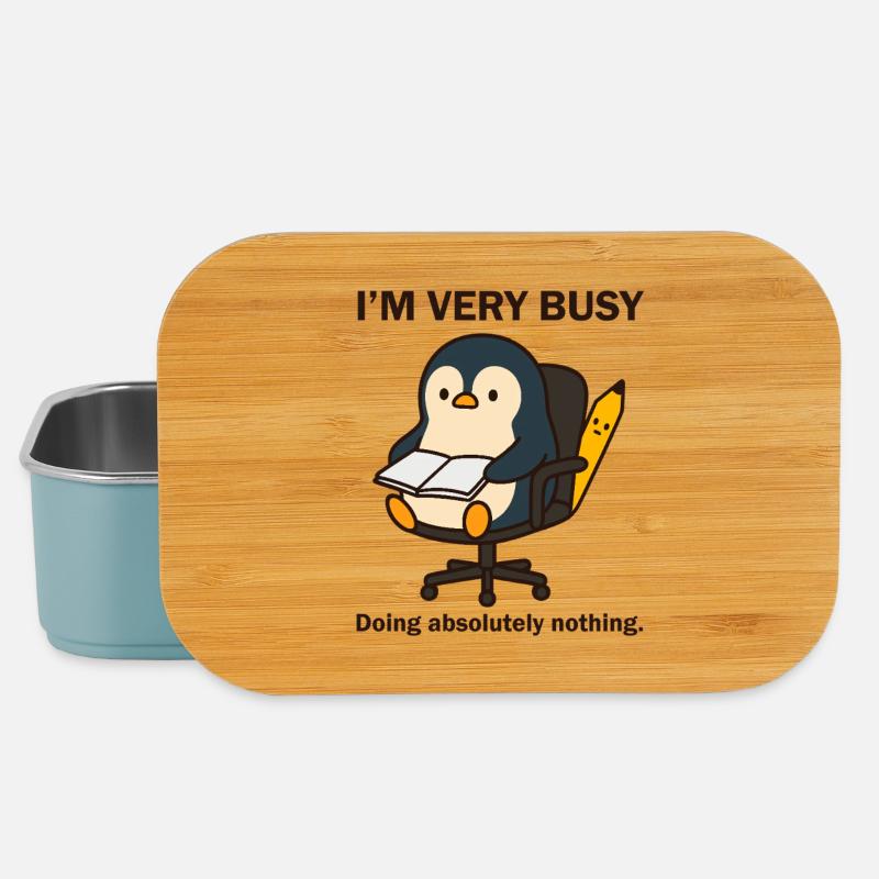 Very Busy Penguin - Lunch Box - light blue