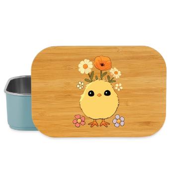 Poussin, Printemps, Fleurs, Été, Pâques, Jardin - Boîte à goûter - bleu pâle - Devant