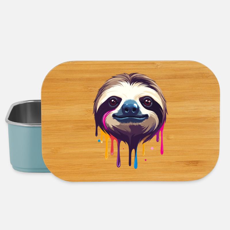 Sloth Neon Color Drop Illustration - Lunch Box - light blue