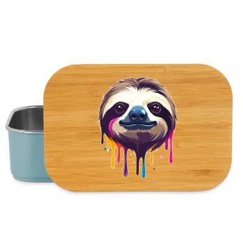 Faultier Neon Farbtropfen Illustration - Lunch Box - Hellblau - Vorne