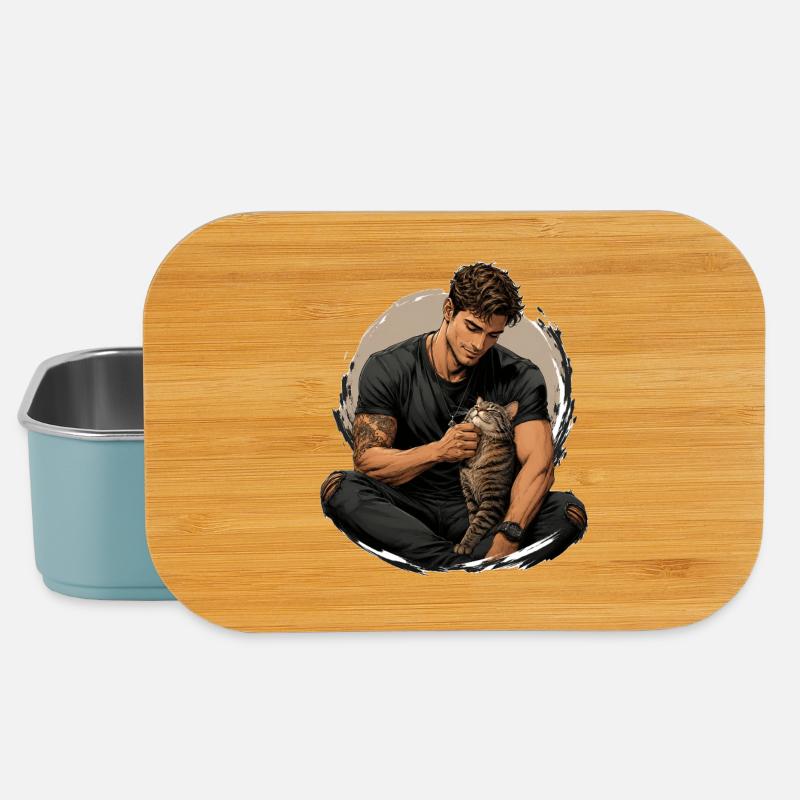 Man with cat: silent closeness - Lunch Box - light blue