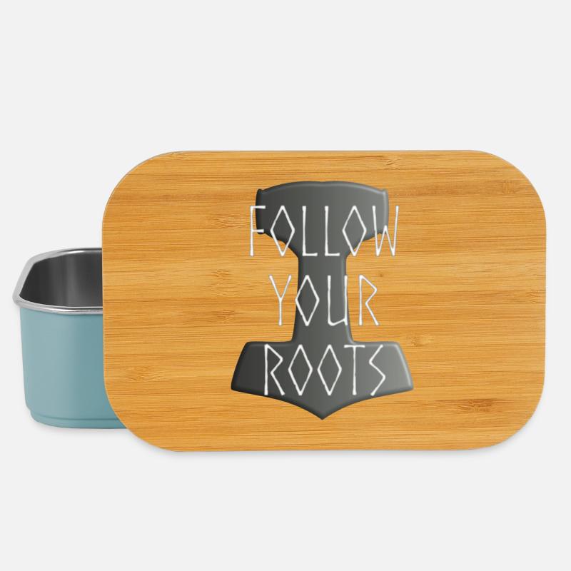 Mjölnir Donar Hammer Thor - Follow your Roots grau - Lunch Box - Hellblau