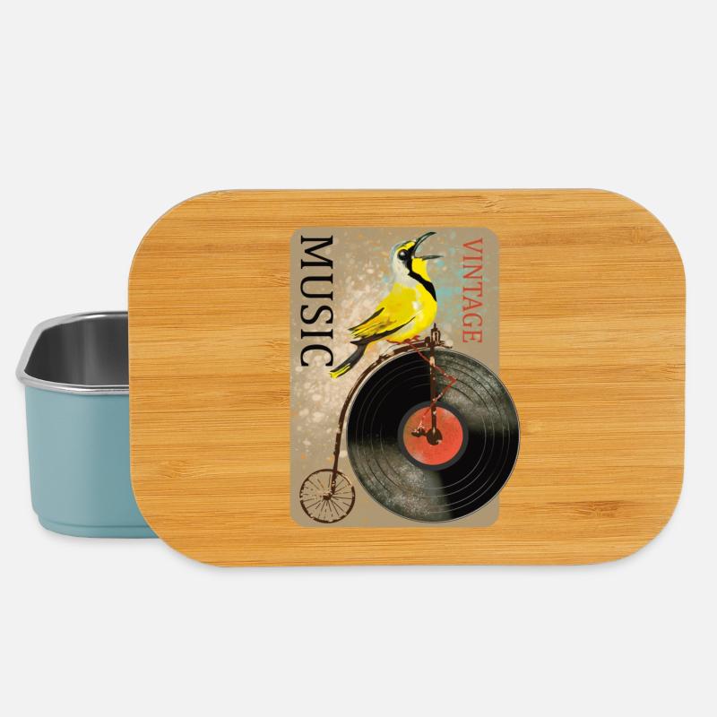 Vintage Musik Vogel Design - Lunch Box - Hellblau