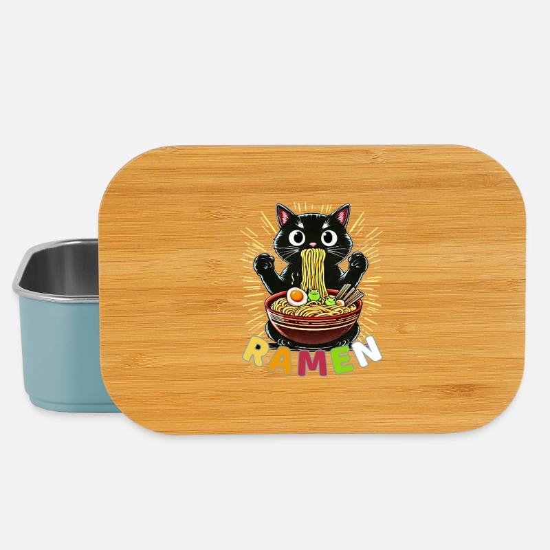Funny Ramen Cat - Dessin animé de nouilles mignonnes - Boîte à goûter - bleu pâle