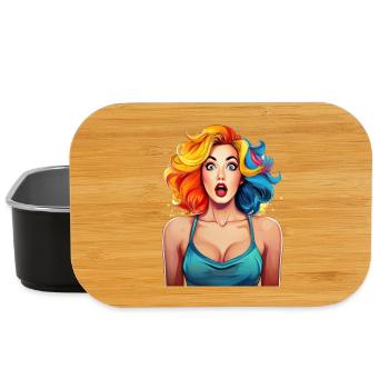 femme effrayée aux cheveux colorés - Boîte à goûter - noir - Devant