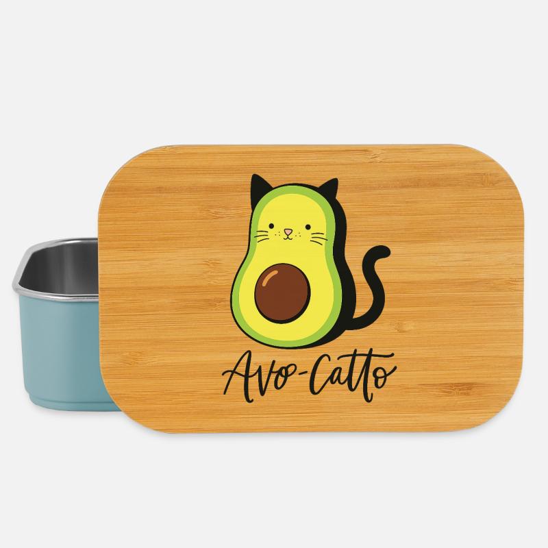 Avocado Cat - Lunch Box - light blue