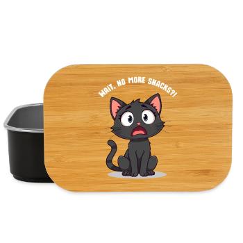 Shocked Black Cartoon Cat – Wait, No More Snacks?! - Lunch Box - black - Front