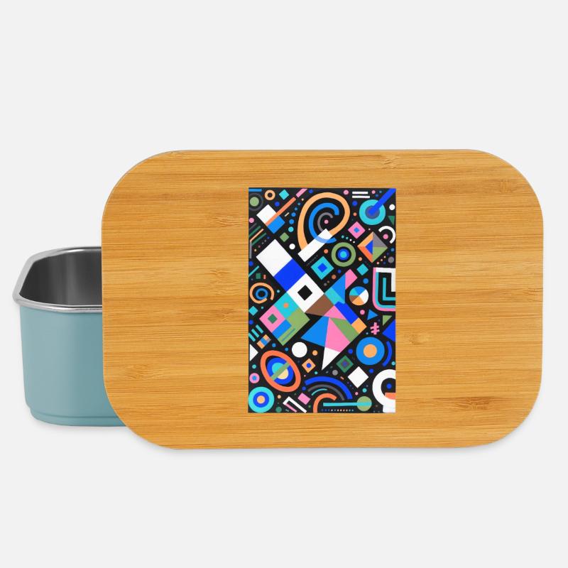 Neon Geometrie Farbmix auf Schwarz - Lunch Box - Hellblau