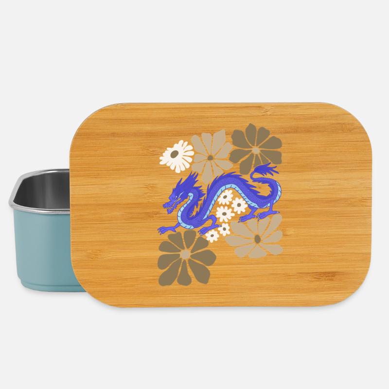 Dragon bleu floral - Boîte à goûter - bleu pâle