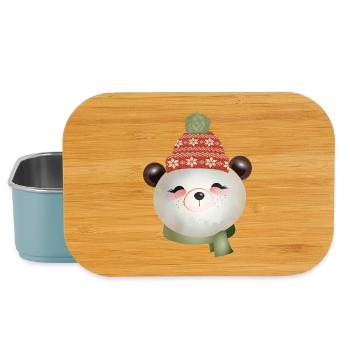 Ours panda mignon avec chapeau pompon en hiver - Boîte à goûter - bleu pâle - Devant