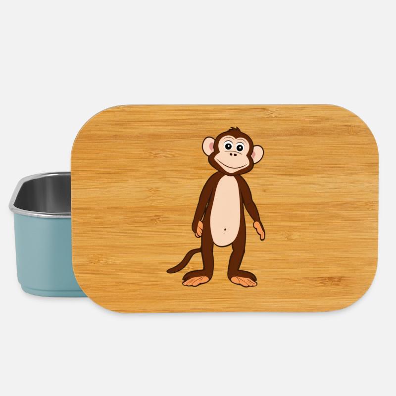 Singe - Boîte à goûter - bleu pâle