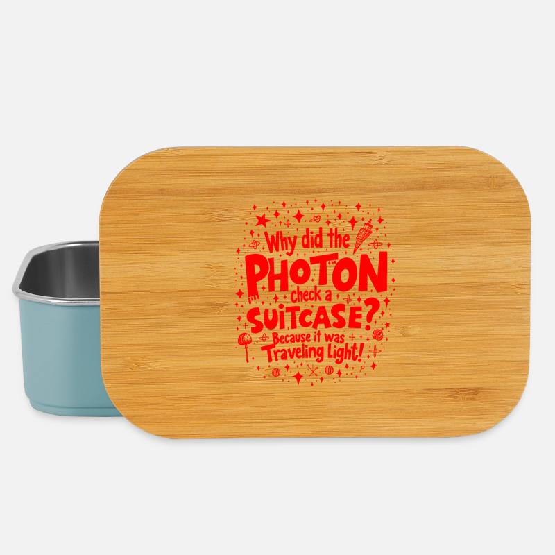 Warum hat das Photon einen Koffer eingecheckt? Lustige Physik - Lunch Box - Hellblau