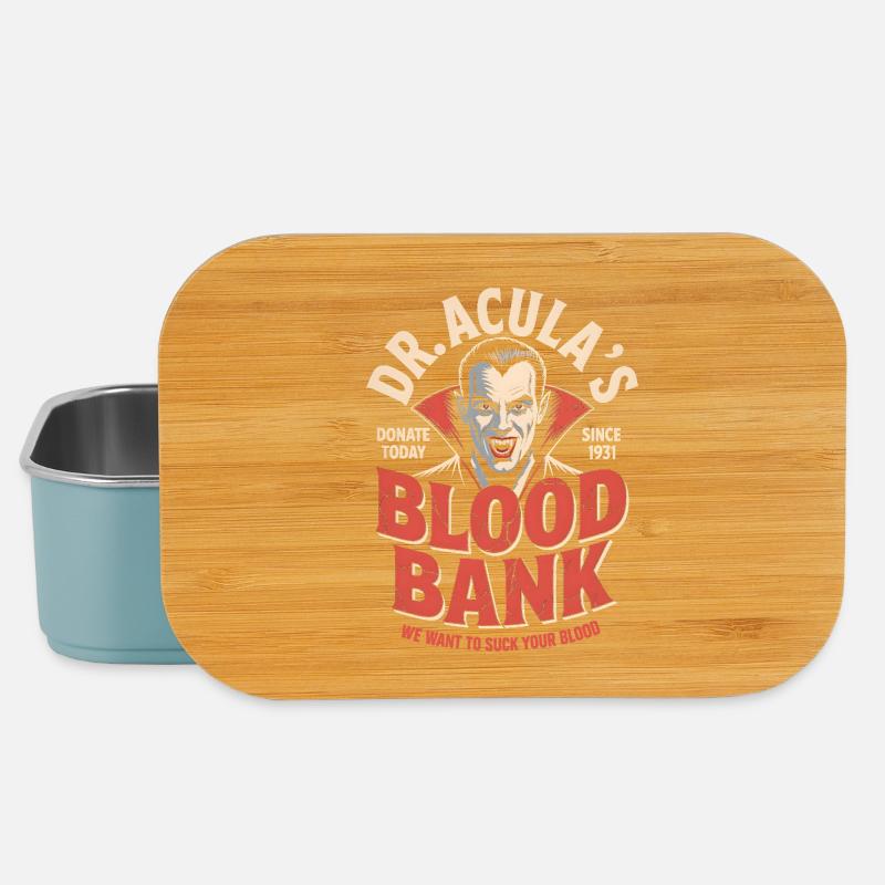 Dracula Blutbank Lustiger Vampir Halloween - Lunch Box - Hellblau
