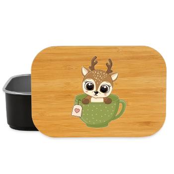 Rehkitz im Teebecher Lustig Wald Tee trinker - Lunch Box - Schwarz - Vorne