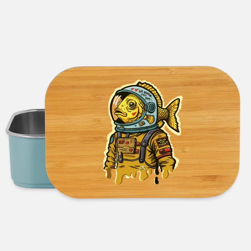 Poisson astronaute street art - Boîte à goûter - bleu pâle