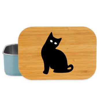Katze Silhouette schwarz Geschenk Katzenliebhaber - Lunch Box - Hellblau - Vorne